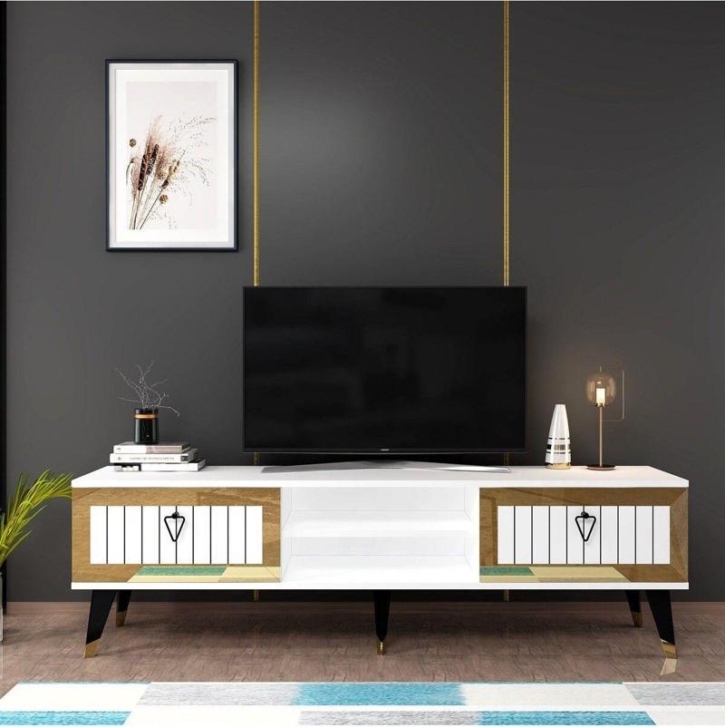 Lidya Tv Stand Beyaz - Altın