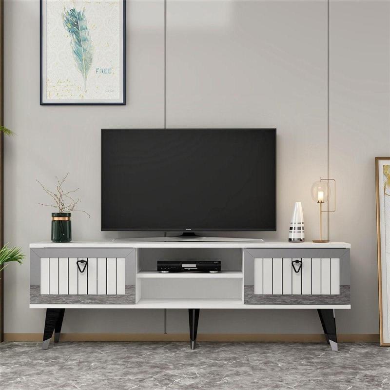 Lidya Tv Stand Beyaz - Gümüş