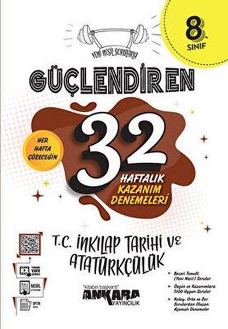 8. Sınıf T. C. İnkılap Tarihi Ve Atatürkçülük Güçlendiren 32 Haftalık Kazanım Denemeleri