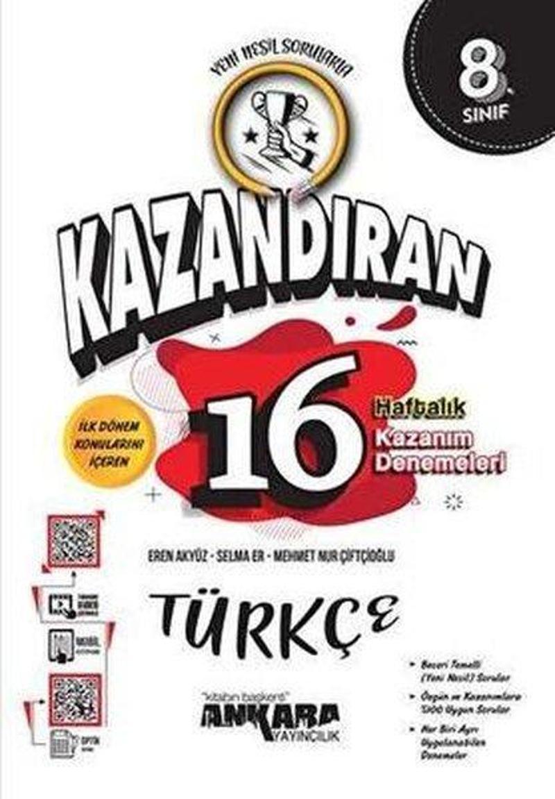 8. Sınıf Türkçe Kazandıran 16 Haftalık Kazanım Denemeleri