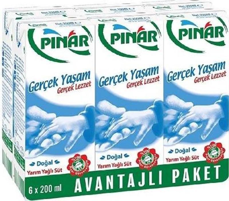 Süt Yarım Yağlı 6x200 ml. (12'li)