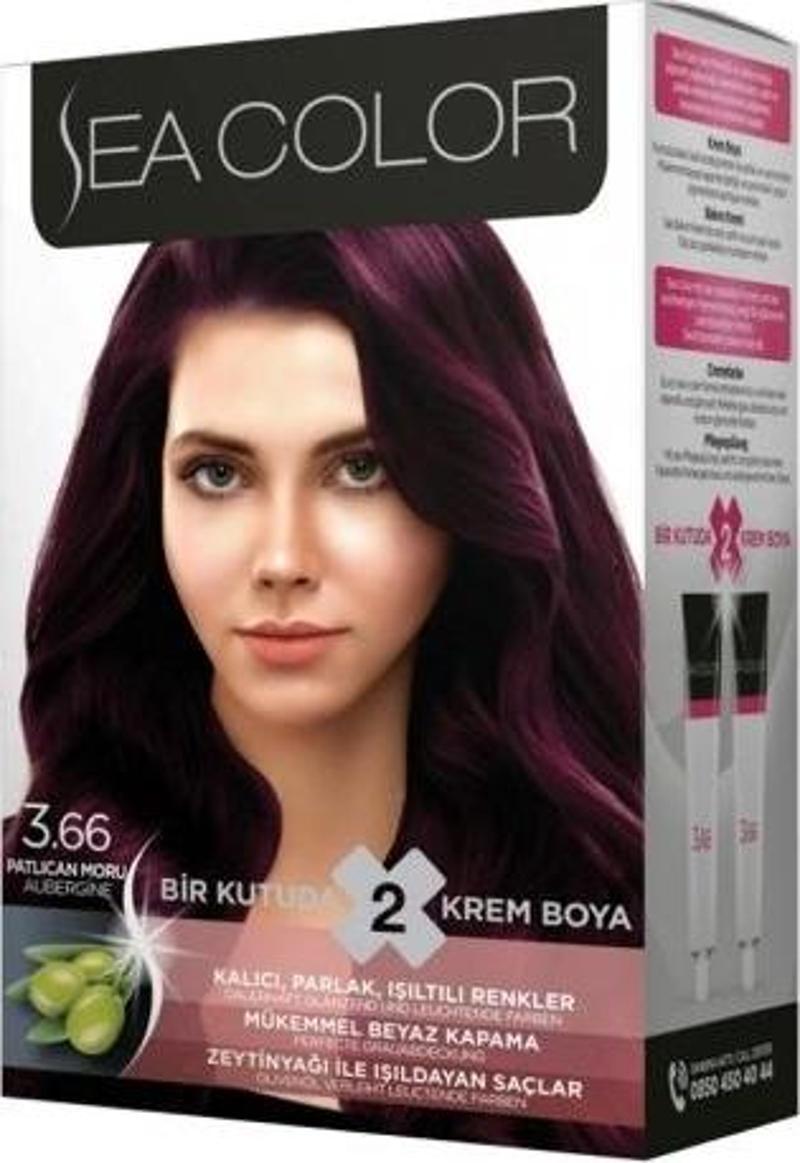 Kit Saç Boyası 3.66 Patlıcan Moru (4'lü)