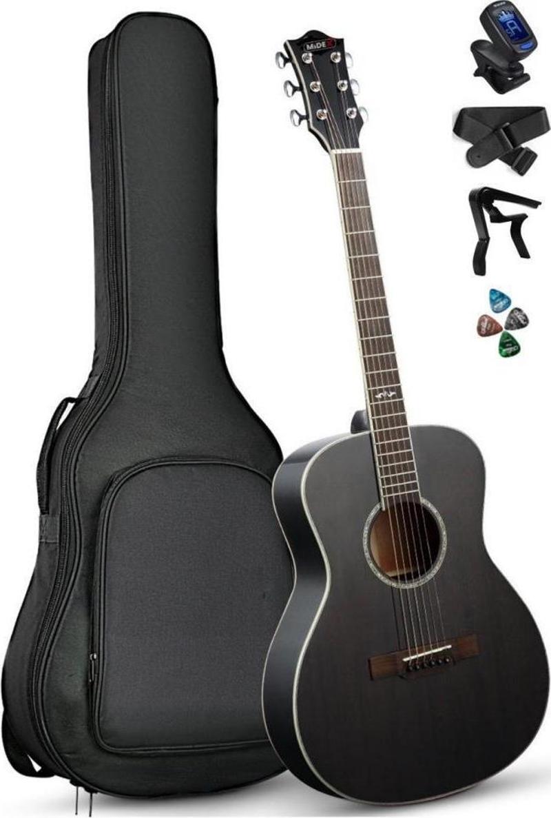 XC-250BK Profesyonel Akustik Gitar 4/4 Yetişkin Üst Segment (Gigbag Çanta Tuner Capo Askı Pena)