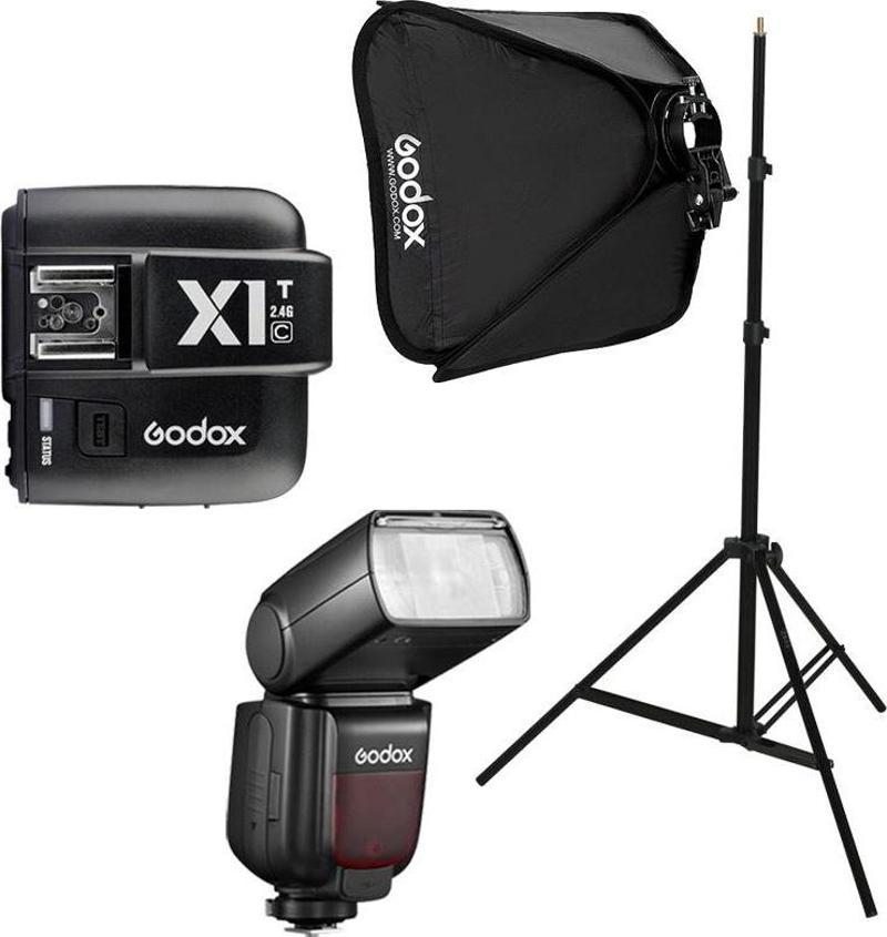 TT685II-C Canon Flaş Full Set (Tepe Flaş + X1 Tetikleyici + Işık Ayağı + 50x50 Softbox)