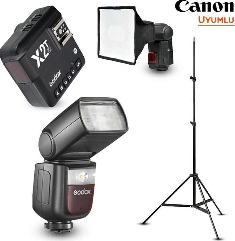 V860III-C Canon Flaş Full Set (Tepe Flaş + Tetikleyici + Ayak + Softbox)