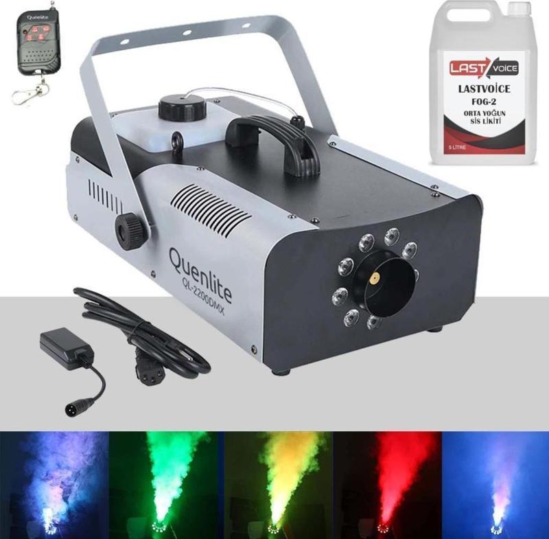 QL-2200LK DMX RGB Sis Makinası 2200 Watt DMX Kontrollü LED Işıklı (5 Litre Likitli)