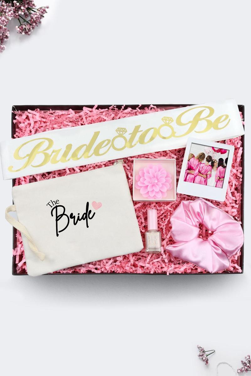 Bez El Çantası & Bride To Be Kuşak & Oje & Saten Toka & Lotus Mum & İnstagram Çerçeve Hediye Seti