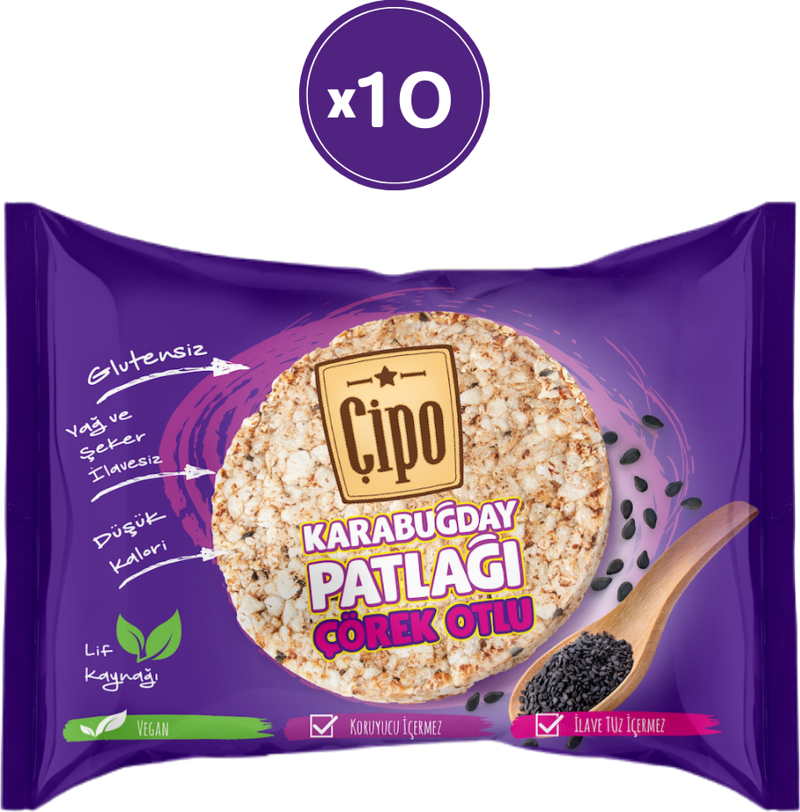 ÇİPO KARABUĞDAY PATLAĞI ÇÖREKOTLU (10 PAKET X 24 GRAM)