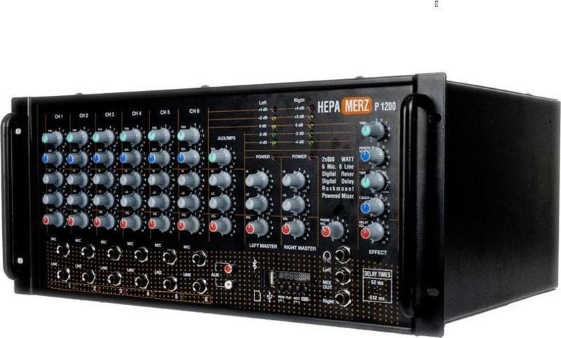 Powerful P1200 Profesyonel Stereo Küp Power Mixer Anfi 2x600W Ekho Reverb 100V/8 Ohm Usb Bluetooth