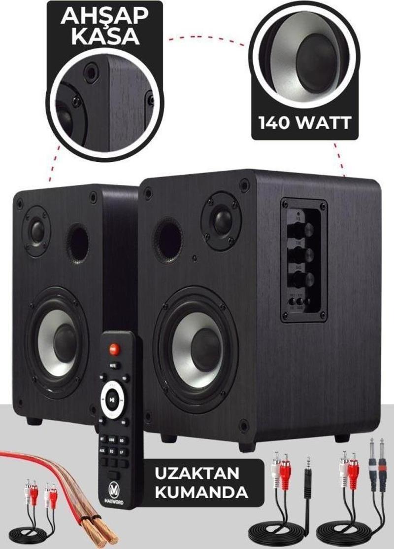 RM-400BK Aktif Stüdyo Referans Monitörü 4 İNÇ ÇİFT Bluetooth USB 140 Watt