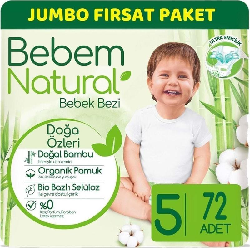 Bebek Bezi Natural Jumbo Fırsat Pk Beden:5 (11-18kg) Junior 72 Adet