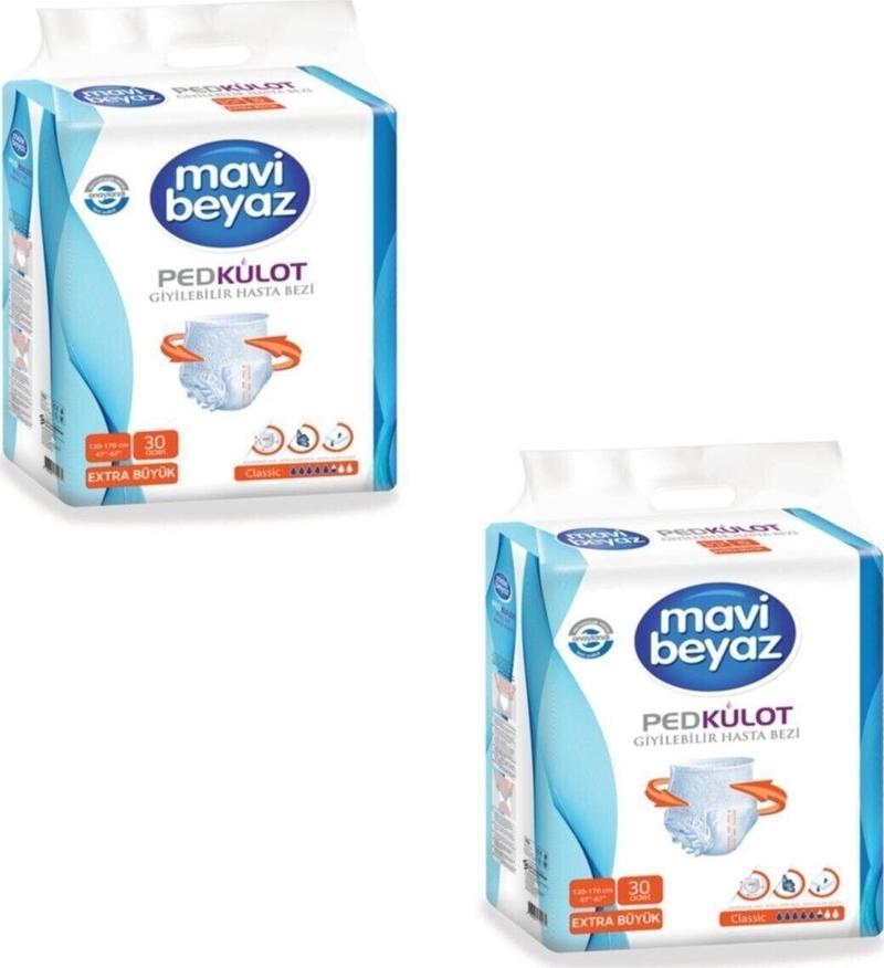 Ped Külot Yetişkin Hasta Bezi Extra Büyük Boy-xlarge 30 Lu 2 Paket 60 Kullanım