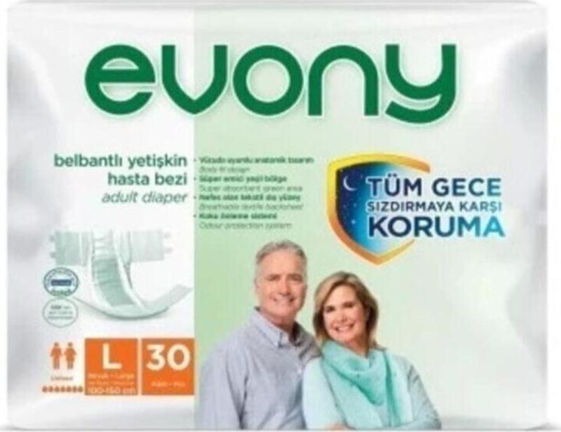 Evony Bel Bantlı Yetişkin Hasta Bezi Large Beden 30 Lu Paket