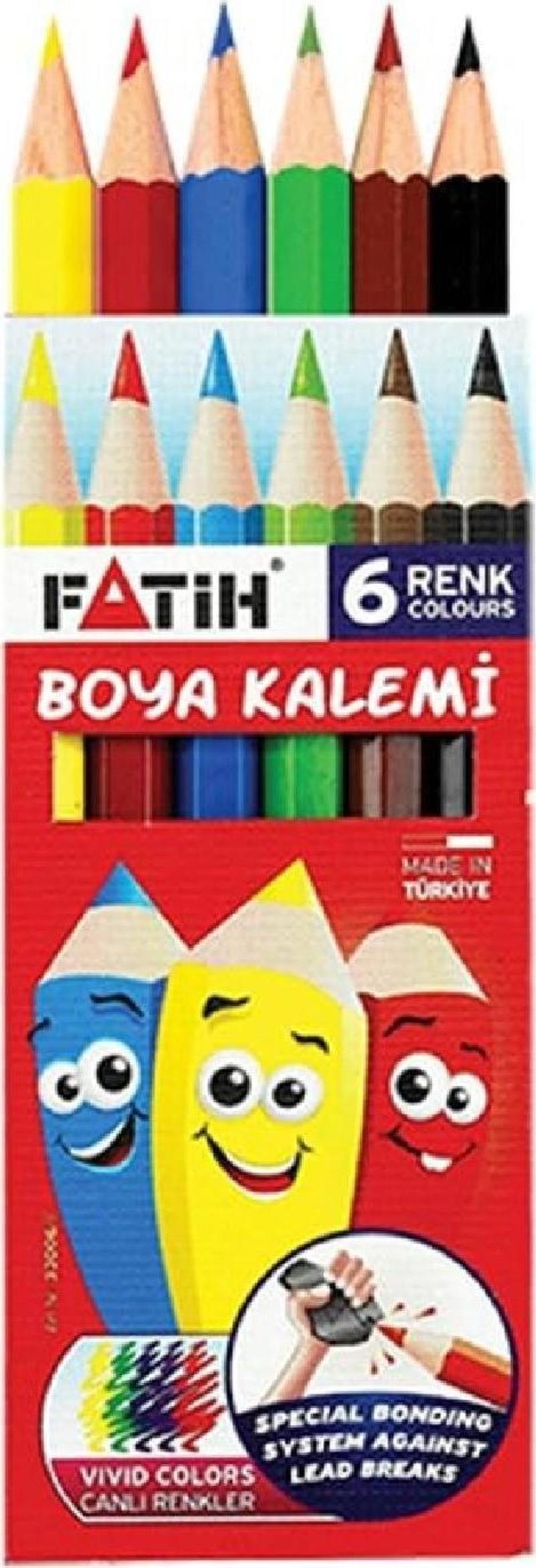 Kuru Boya Kalemi Yarım Boy 6 Renk 33006