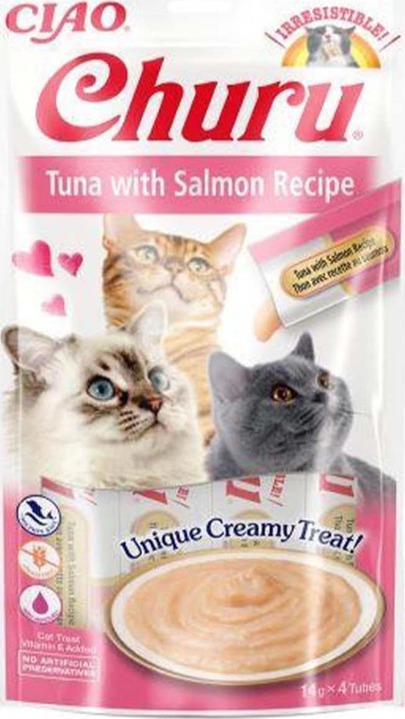 Churu Cream Ton Balıklı ve Somonlu Kedi Ödül Kreması 4x14 Gr
