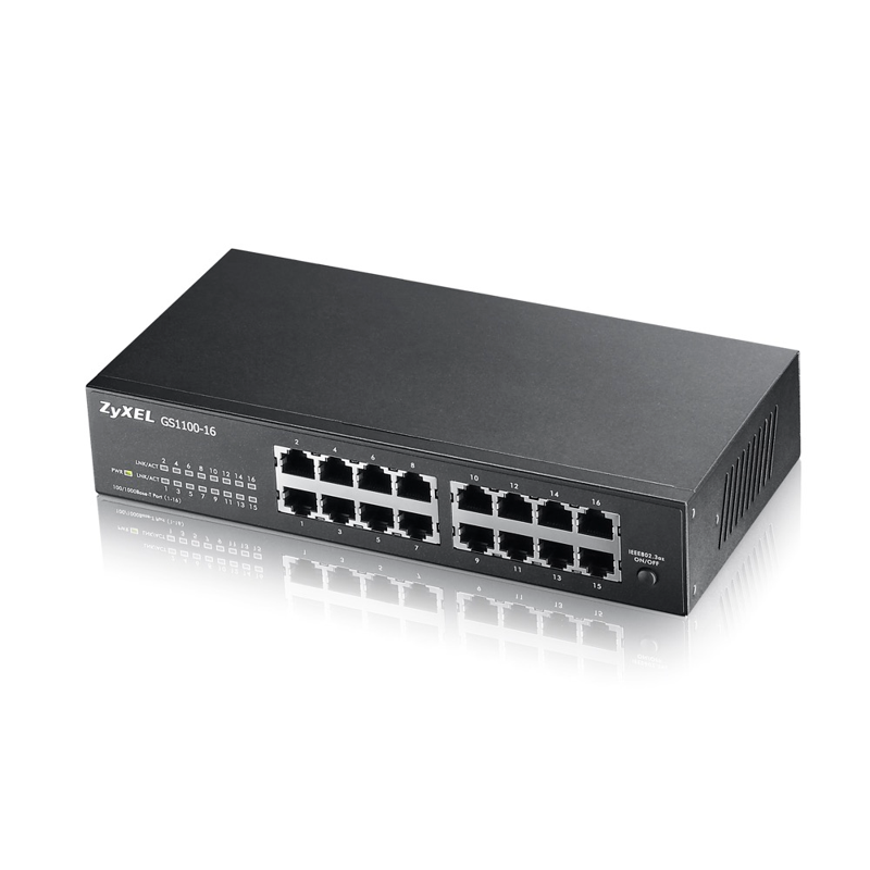 GS1100-16 V3, 16 Port, GigaBit, Yönetilemez, Masaüstü Switch