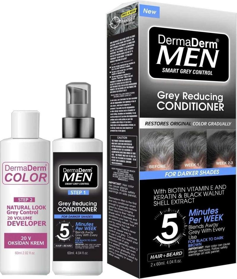 Men Beyaz Saç Sakal Kapatıcı Saç Siyahlaştırıcı Set 80ML
