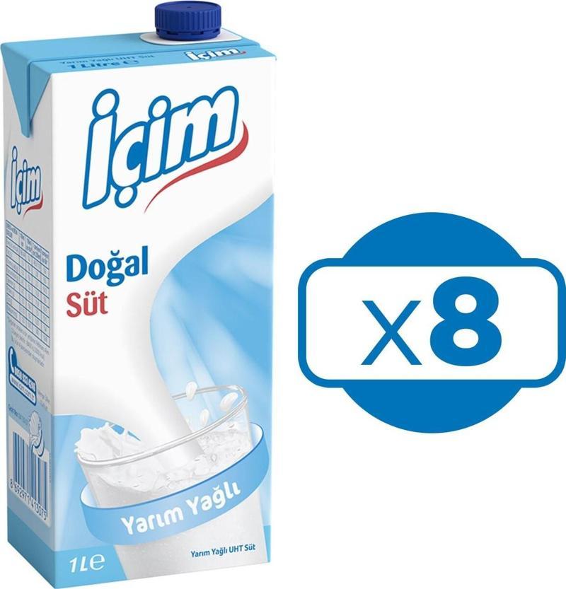 Yarım Yağlı Süt 1 Lt x 8 Adet