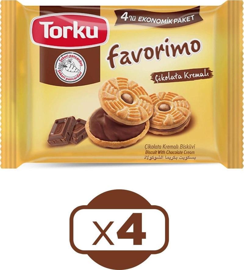 Favorimo 4 lü Çikolata Kremalı Bisküvi x 4 Paket