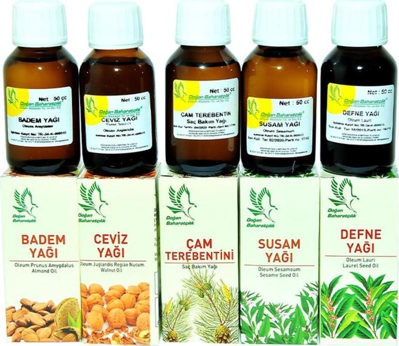 Badem Susam Defne Çam Terebentin Ceviz Yağı Saç Bakım Seti 5X50ML