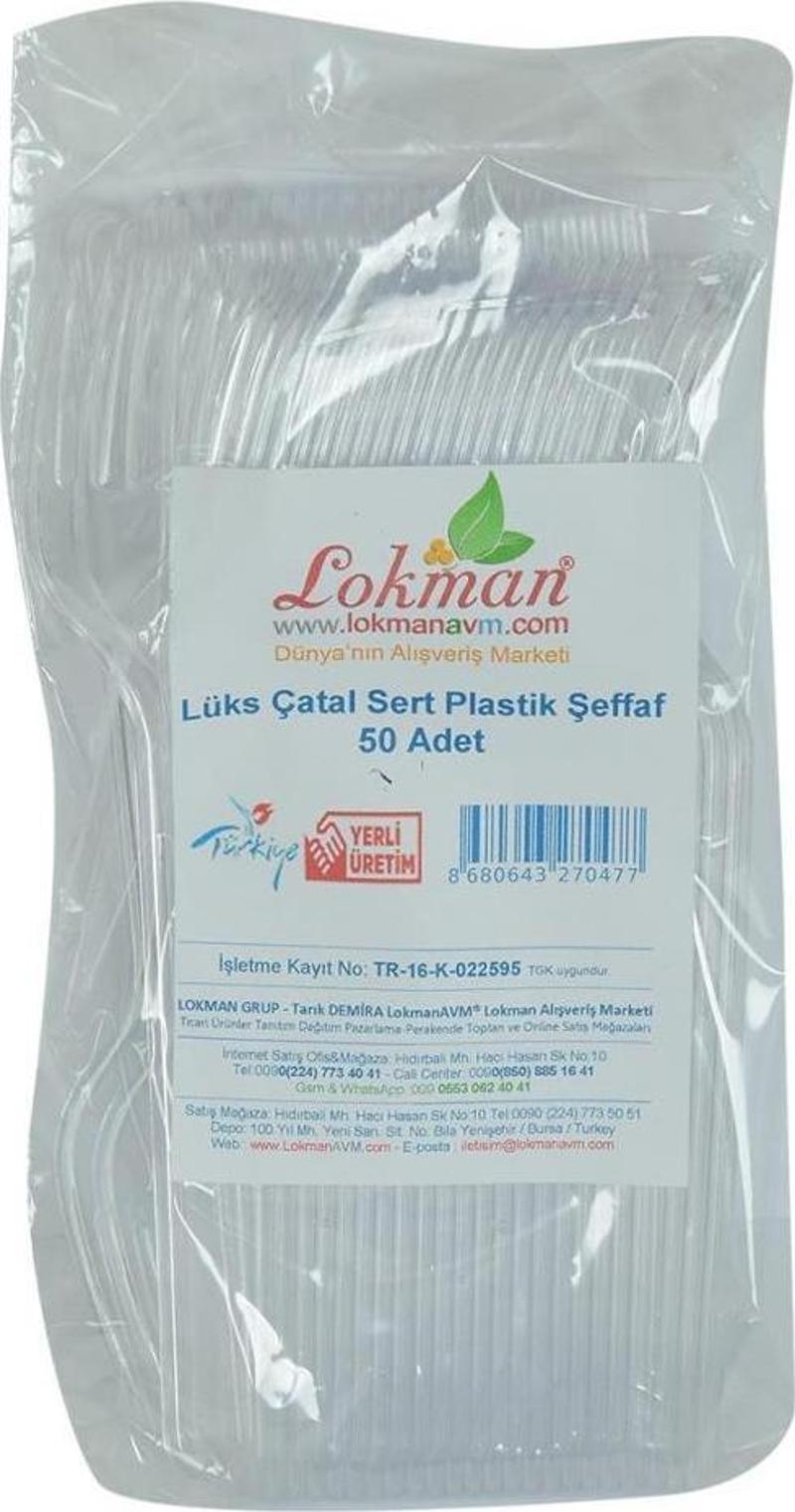 LokmanAVM Lüks Çatal Sert Plastik Şeffaf 50 Adet 1 Paket