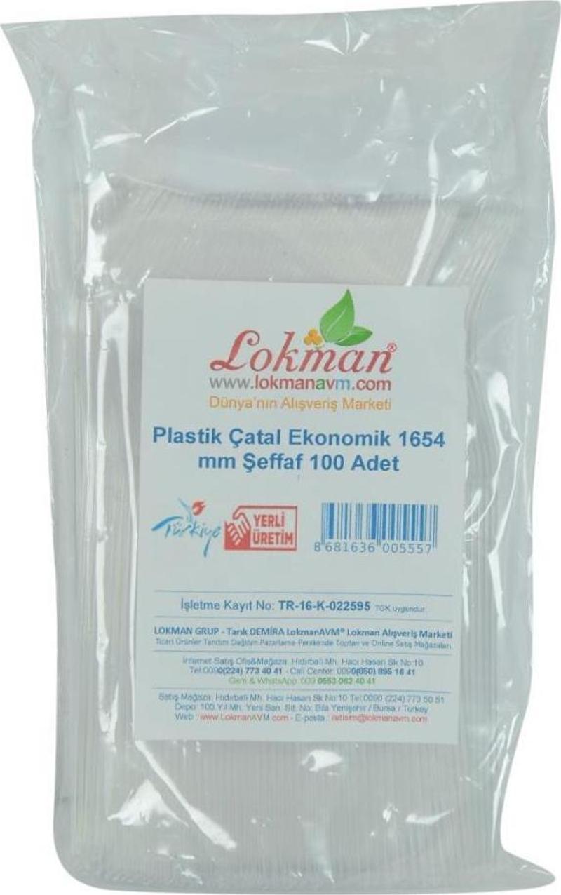 LokmanAVM Plastik Çatal Ekonomik 1654 mm Şeffaf 100 Adet 1 Paket