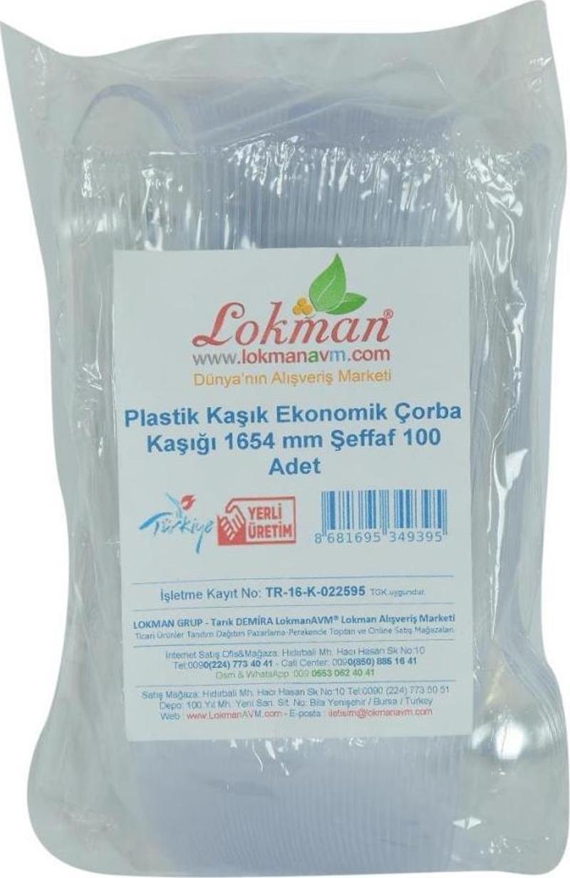 LokmanAVM Plastik Kaşık Ekonomik Çorba Kaşığı 1654 mm Şeffaf 100 Adet 1 Paket