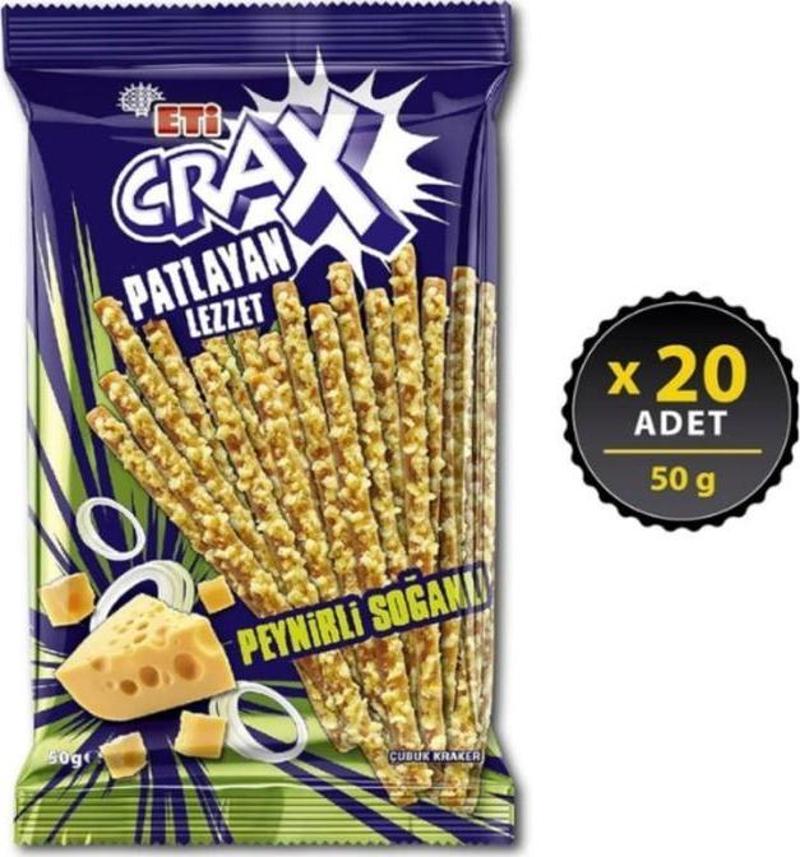 Crax Patlayan Lezzet Peynirli Soğanlı Çubuk Kraker 50 gr x 20 Adet