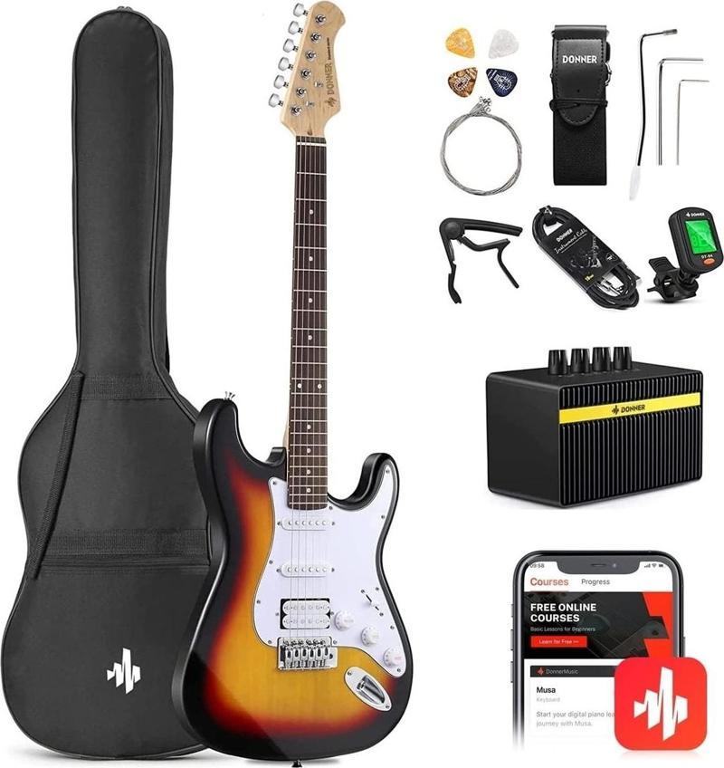 Donner Dst - 100S St Elektro Gitar Seti ( Sunburst )