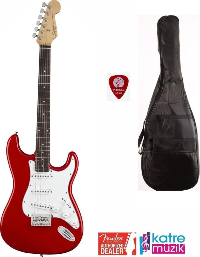 Squier Mm Strat Kırmızı Elektro Gitar - Sabit Köprülü Hard Tail Red