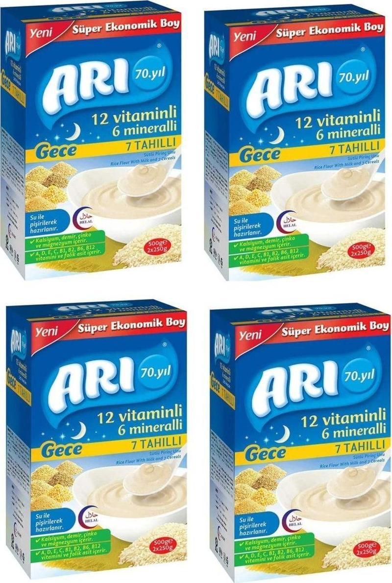 Mama Gece 12 Vitaminli 6 Mineralli 7 Tahıllı Sütlü Pirinç Unu 500 Gr X 4 Adet