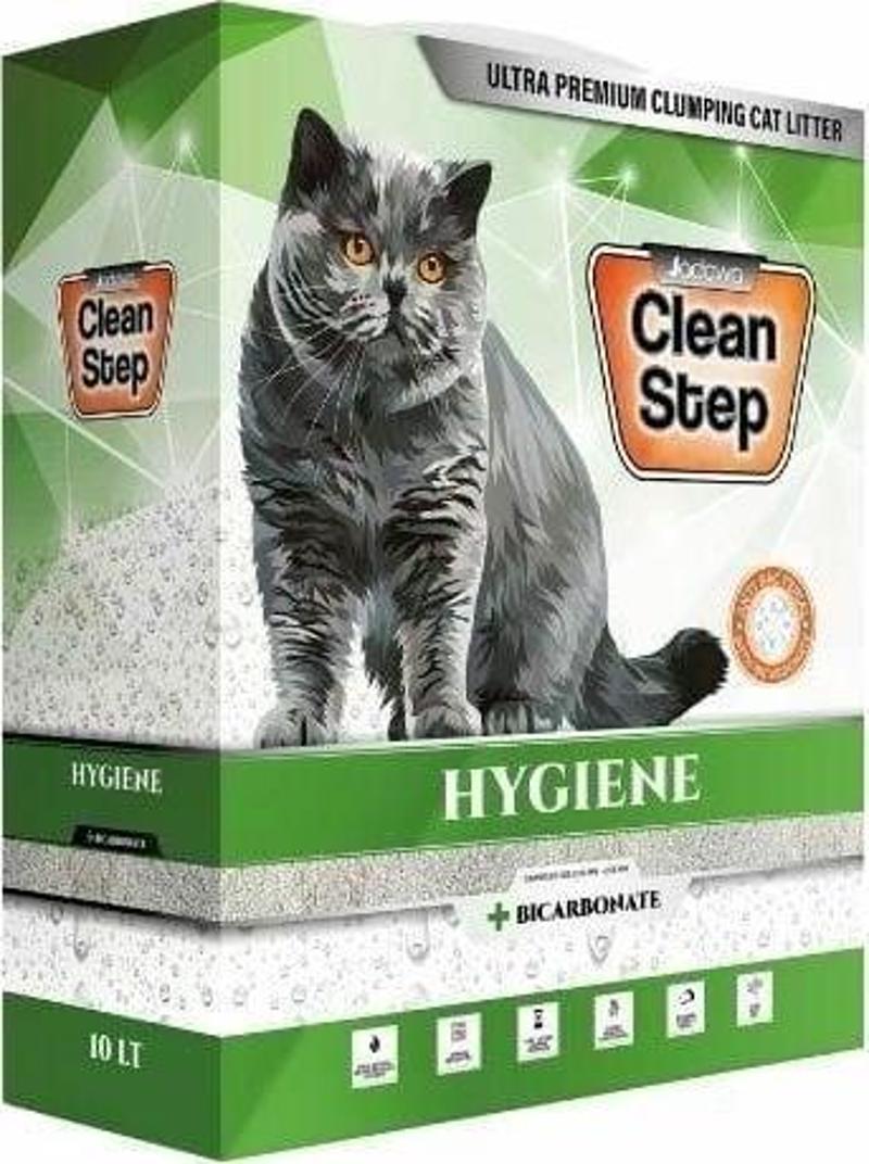 Clean Step Hygiene Aktif Karbonlu  Anti Bakteriyel Karbonatlı İnce Taneli Topaklanan Bentonit Kedi Kumu 10 Lt