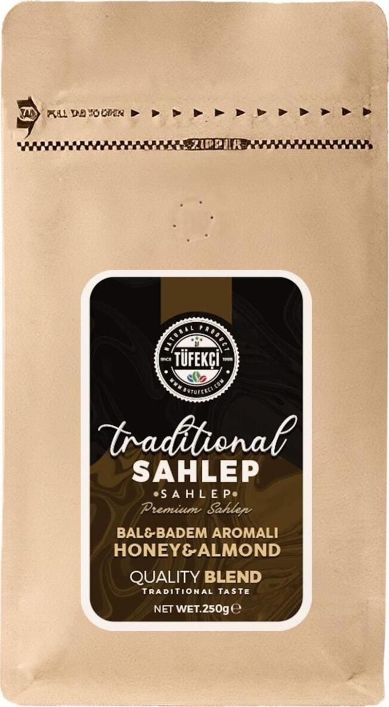 Bal Badem Aromalı Salep Içecek Tozu Gerçek Şeker Yoğun Aroma 250 Gr Clipsli Ambalaj