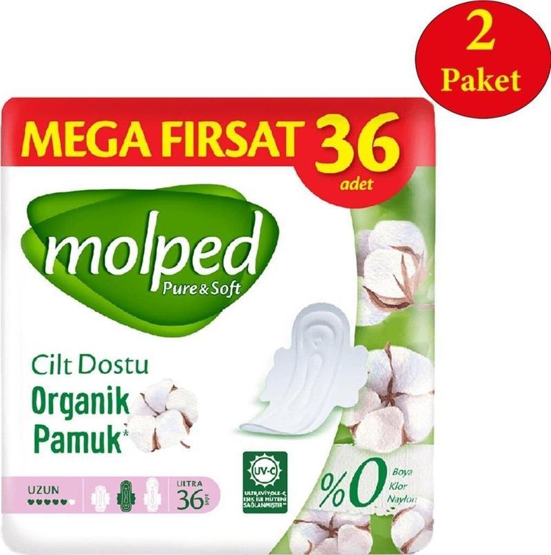 Pure Soft Mega Fırsat Hijyenik Ped Uzun 2 x 36'lı