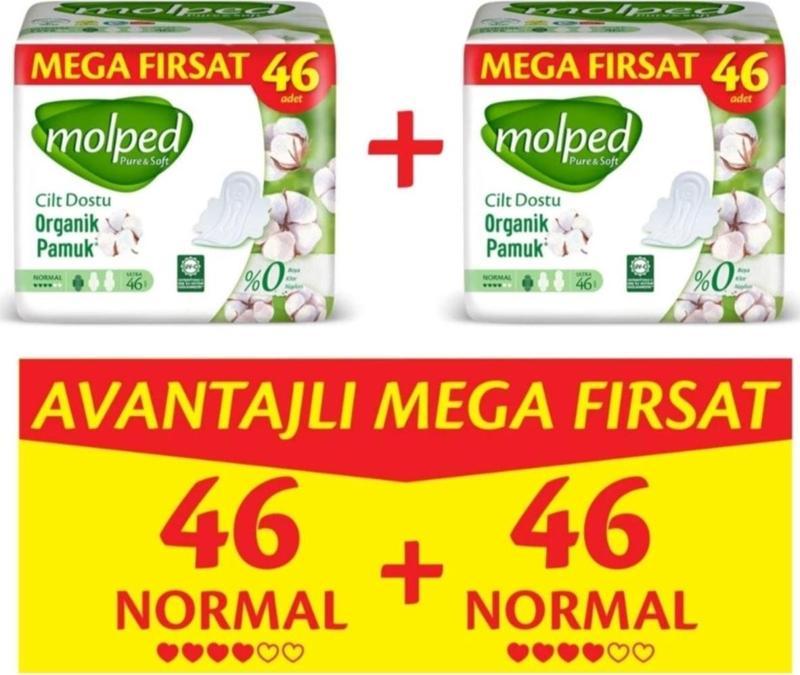 Pure & Soft Normal Hijyenik Ped Mega Fırsat 46'lı 2 Adet