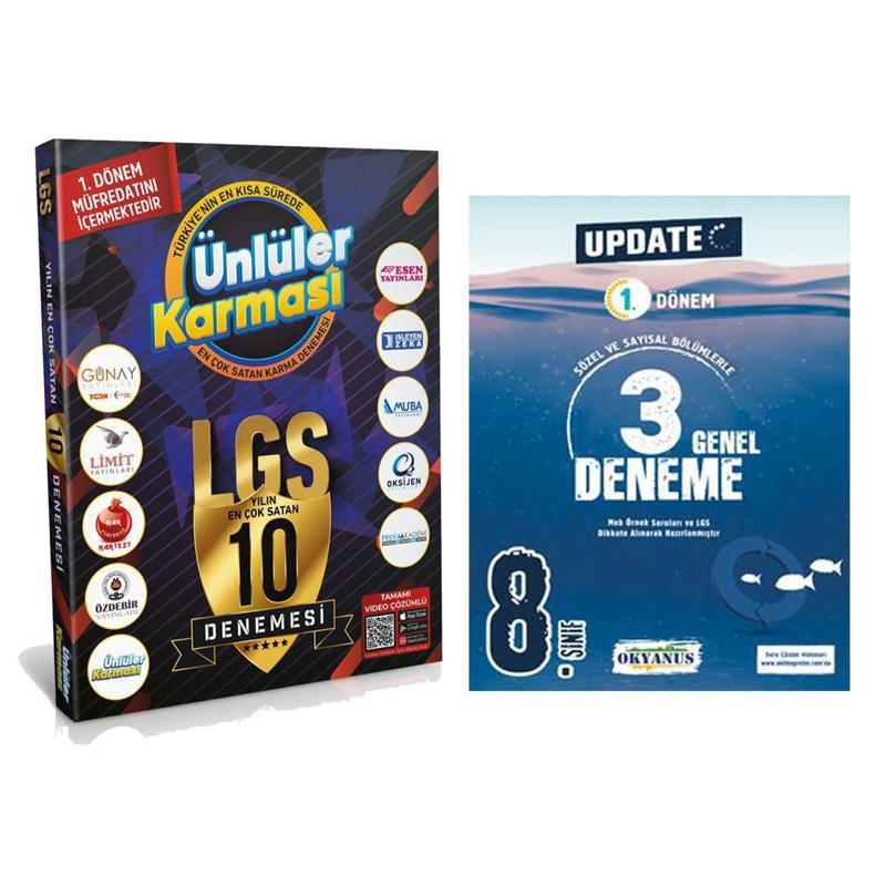 Ünlüler Karması Yayınları LGS 1. Dönem 10 lu Deneme ve Okyanus 1. Dönem 3 Deneme Seti 2 Kitap