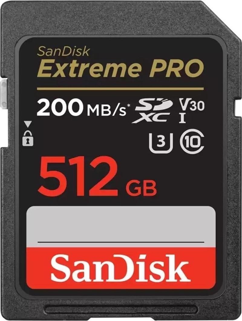 Extreme Pro 512gb 200/140mb/s Sdxc V30 Uhs-ı U3 Hafıza Kartı Sdsdxxd-512g-gn4ın