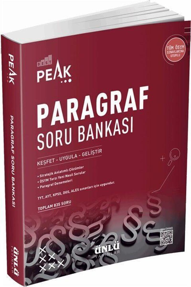 TYT KPSS DGS BEST PEAK PARAGRAF SORU BANKASI - ÜNLÜ YAYINLARI