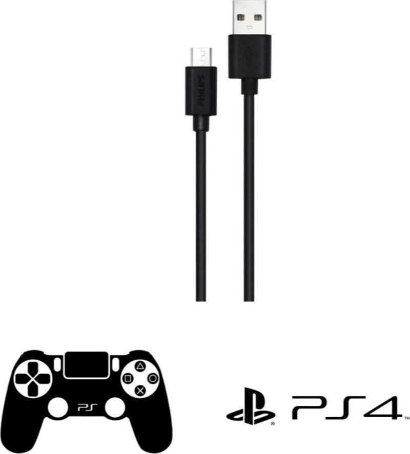 Playstation 4 İle Uyumlu Joystick Şarj Kablosu UsbA to Micro 3A 45W Universal Hızlı Şarj Data Kablo 2m DLC3106U