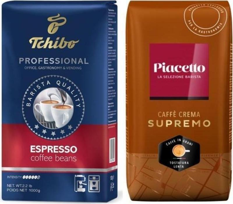 Profesional Espresso Çekirdek Kahve 1 kg + Piacetto Cafe Crema Supremo Çekirdek Kahve 1 kg