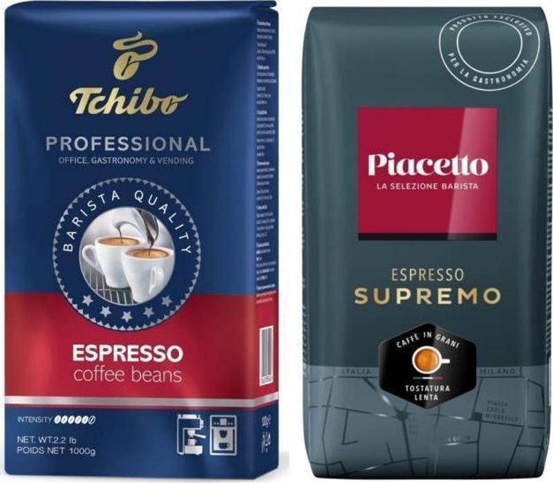 Profesional Espresso Çekirdek Kahve 1 kg + Piacetto Espresso Supremo Çekirdek Kahve 1 kg