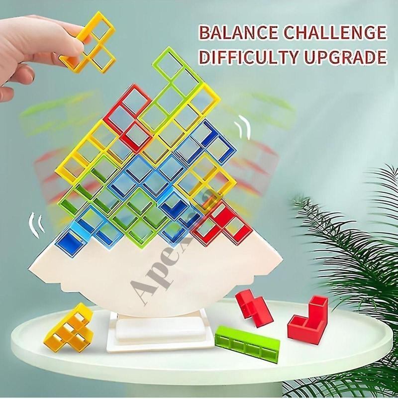 Tetris Şekilli Denge Kule Oyunu Renkli Blok Dizme Kutu Oyunu
