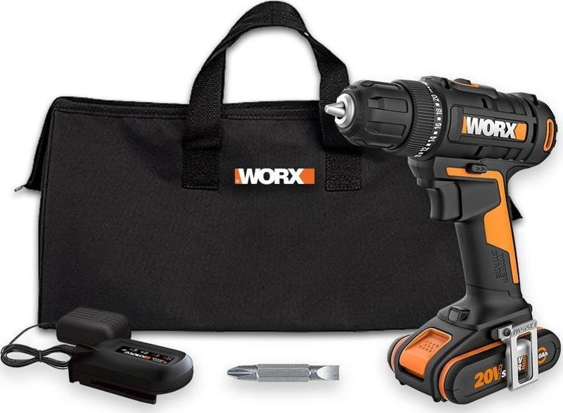 WX100 20Volt/2.0Ah. Li-ion Tek Akülü Profesyonel Şarjlı Matkap