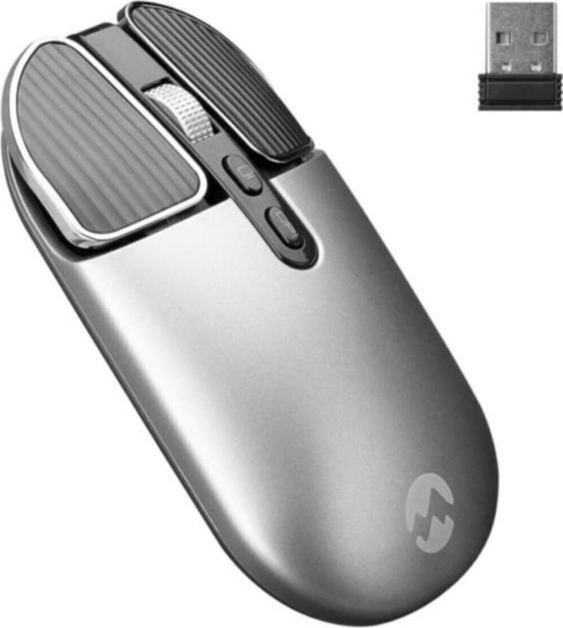 Sm-620 2in1 Bluetooth 2,4ghz Şarjlı Metalik Gri Süper Sessiz Mobil-tv-pc Destekli Kablosuz Mouse