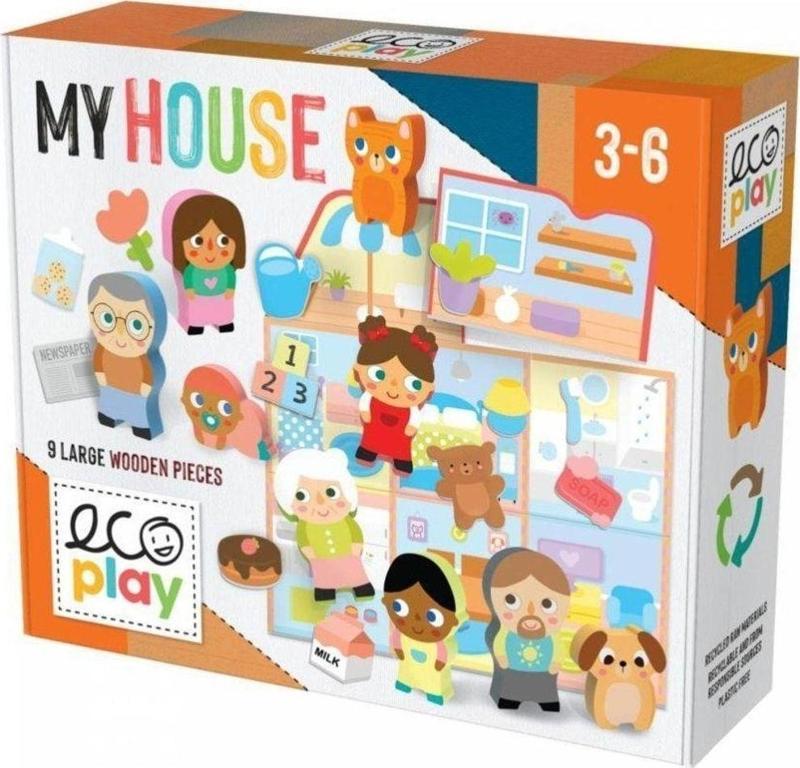 Ecoplay My House Ahşap Parçalı Eşleme Puzzle 3-6 Yaş