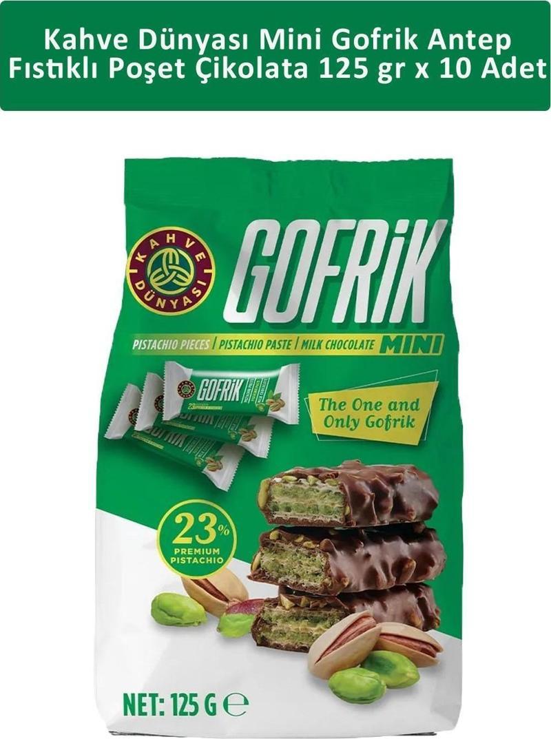 Mini Gofrik Antep Fıstıklı Poşet Çikolata 125 gr x 10 Adet