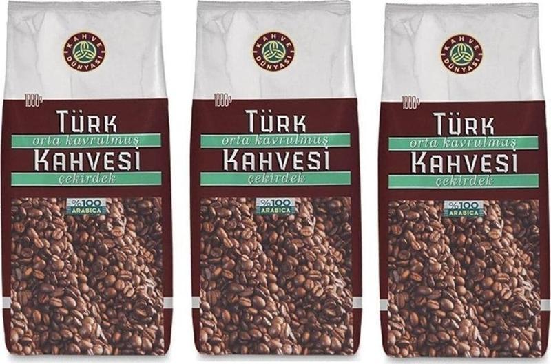 Orta Kavrulmuş Çekirdek Türk Kahvesi %100 Arabica 1kg x 3 Adet