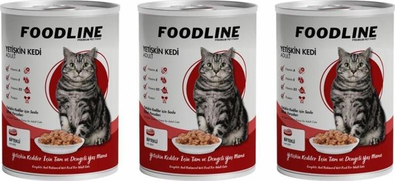 Biftekli Yetişkin Kedi Konservesi 400 Gr x 3 Adet