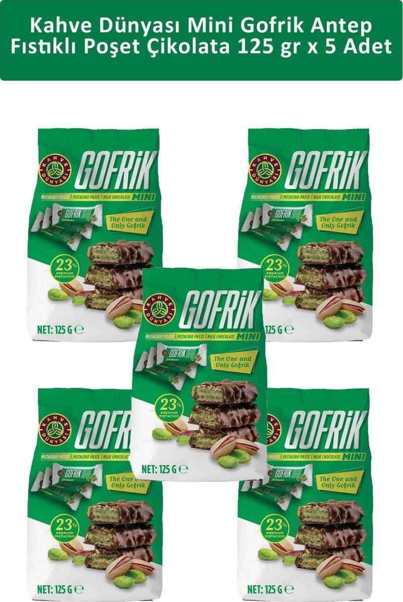 Mini Gofrik Antep Fıstıklı Poşet Çikolata 125 gr x 5 Adet