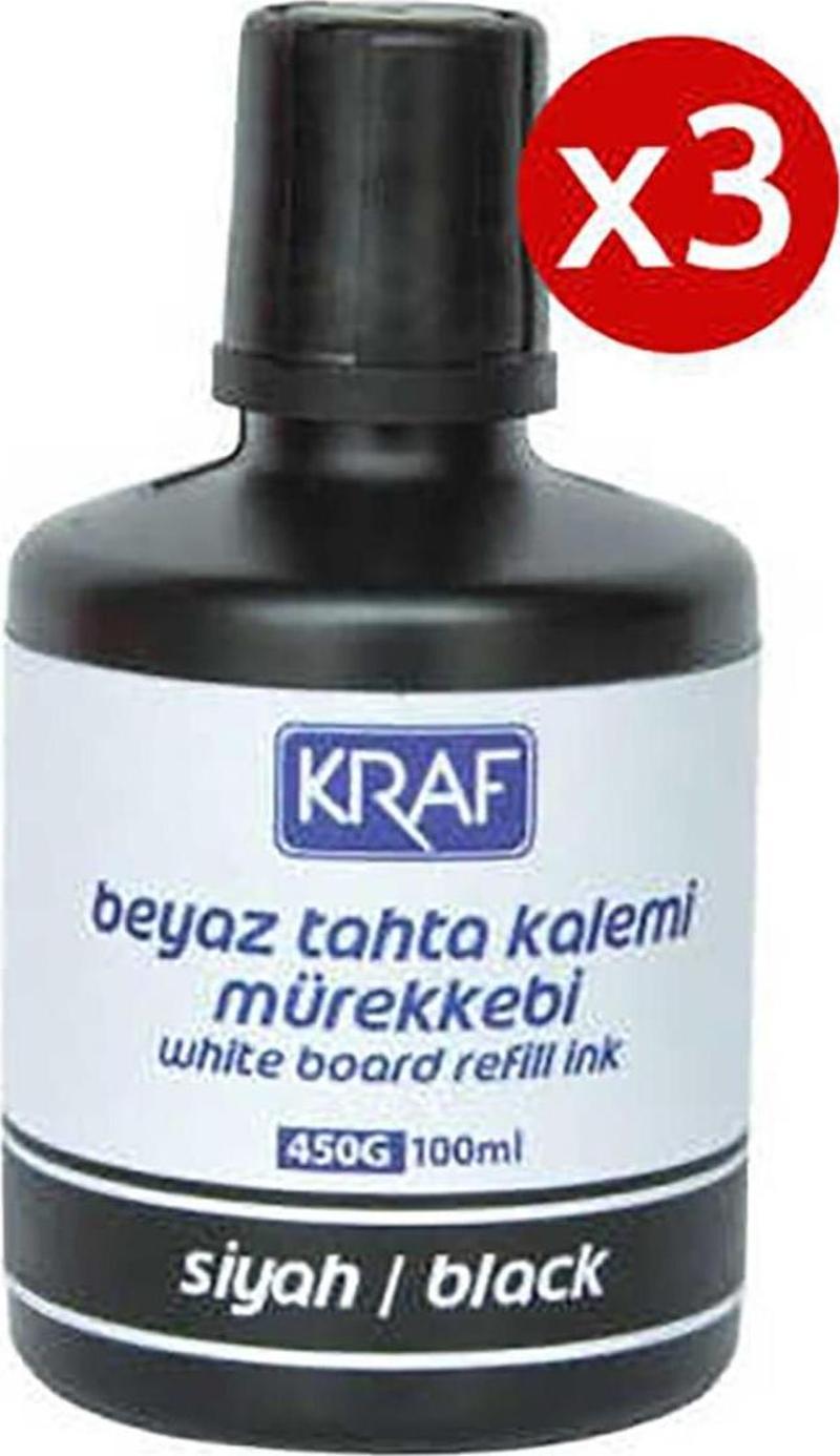 3 Adet Beyaz Yazı Tahtası Mürekkebi 100Ml Siyah